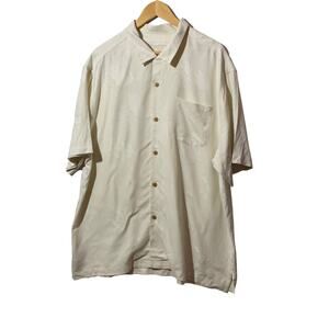 Tommy Bahama Silk Hawaiian Jacquard‎ Off-White Tropical Palm Leaves XL